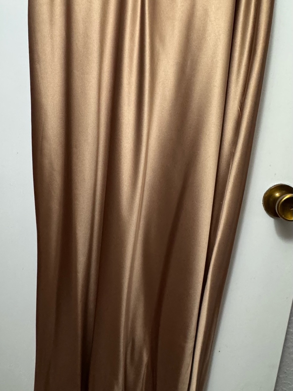 Alex Marie One-Shoulder Satin Gown in Warm Gold - Picture 5 of 12